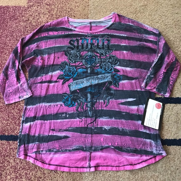 Sinful Tops - Sinful by Affliction Top Shirt Small NWT